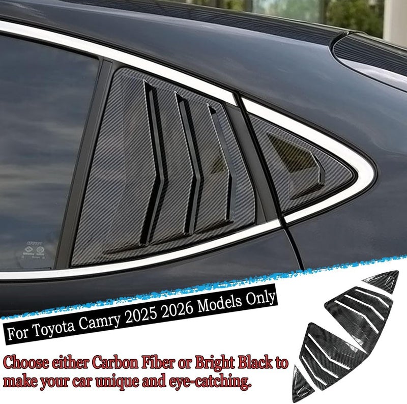 MUXEE Window Louver， 2Pcs Side Vent Window Louvers for Toyota Camry 2025 2026, ABS Print Sport Window Decorative Covers, Exterior Trim Accessories - Carbon Fiber - Image 4